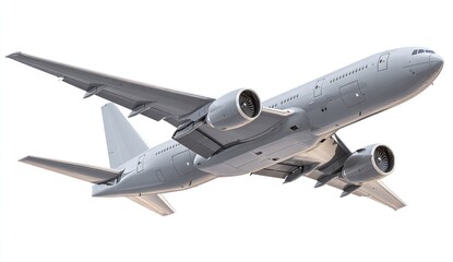 Obraz premium Light gray passenger jet in flight