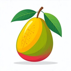Cartoon mango half with leaves