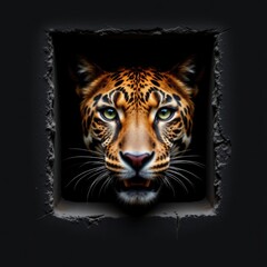 Fierce Tiger Portrait Emerging from Dark Background with Intensity