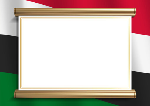 horizontal frame and border with Sudanese flag