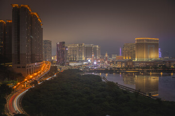 Fototapeta premium Macau downtown city in Taipa at night