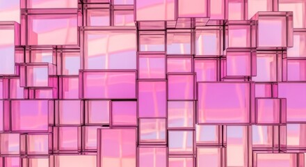 A Luminous Digital Mosaic of Overlapping Pink and Purple Glass Cubes.
