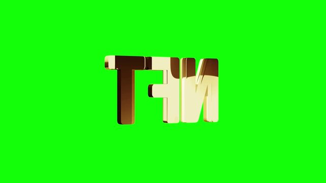 Non-fungible token business symbol isolated loop. Abstract 3d golden metal icon seamless and loopable animation on green screen.