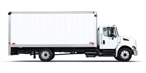 White box truck, side view