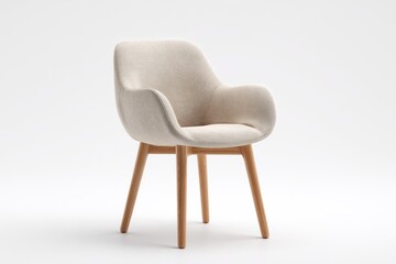 Cream armchair with light wood legs, simple design