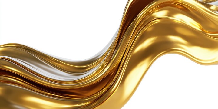 Abstract gold liquid waves against white