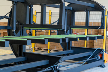 Detail of Advanced Industrial Bandsaw with Green Guides