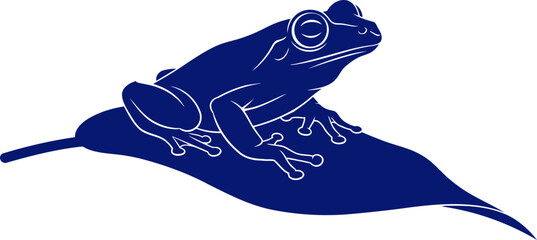 serene blue frog on lily pad icon of tranquil nature, isolated on transparent background