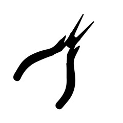 A large round pliers symbol in the center. Isolated black symbol. Illustration on transparent background