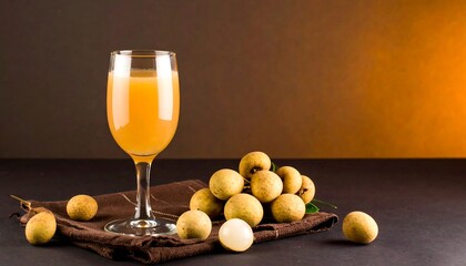 Glass of lonngan juice with fresh fruit