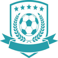 Obraz premium Dynamic turquoise soccer logo with laurel wreath and stars for team branding
