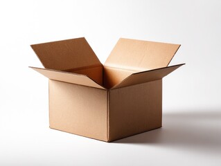 Open cardboard box, light brown, simple, empty