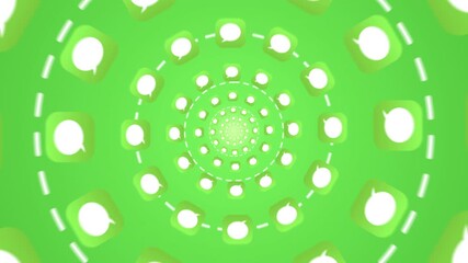 green message bubble tunnel loop 2d animation background