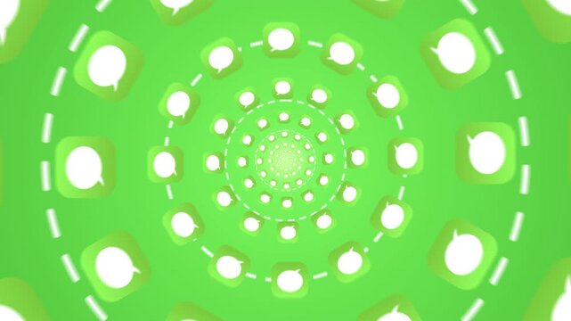 green message bubble tunnel loop 2d animation background