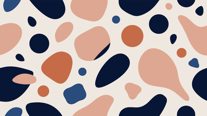 Seamless pattern with hand drawn abstract shapes in pastel colors