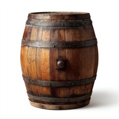 Obraz premium Aged wooden barrel against white background