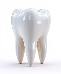 3D model of a healthy tooth.  Glossy, white, tooth