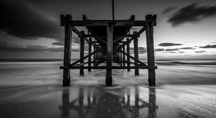 Coastal Wooden Pier at Sunrise.