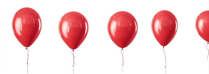 Obraz premium Five glossy red balloons against a white background