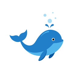 Obraz premium funny whale spraying water cartoon illustration
