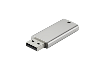 Sleek Silver USB Flash Drive:  Product Photography