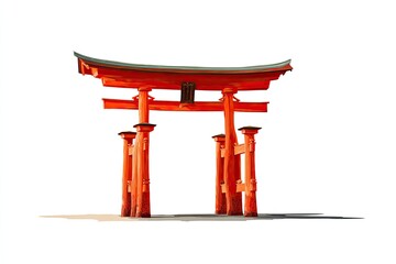 Vivid illustration of a traditional Japanese torii gate