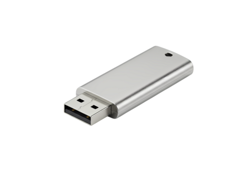 Sleek Silver USB Flash Drive:  Product Photography