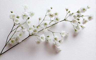 Delicate white flowers on textured paper