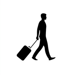 Silhouette of a traveler with rolling suitcase conveys journey and mobility