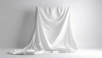 Minimalist white fabric draped in soft folds, casting serene shadows against a clean backdrop.