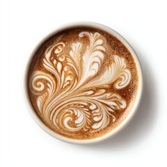 Latte art, intricate swirls and floral patterns