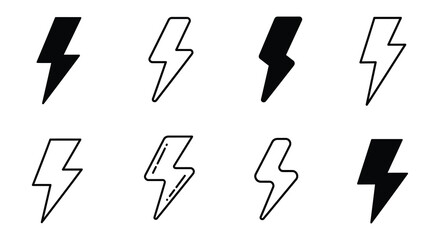 Simple black and white lightning bolt icons in various orientations