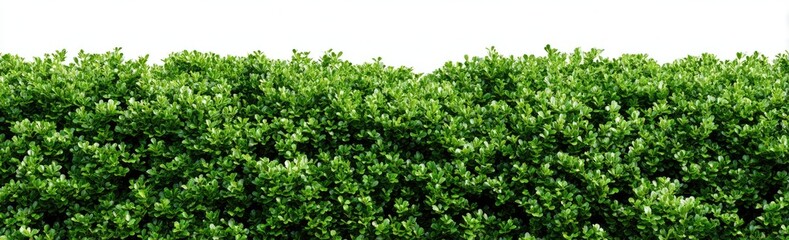 Obraz premium Dense green foliage hedge against white background