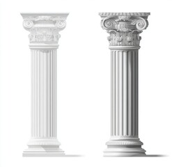 Obraz premium Two identical classical columns, light and shadow