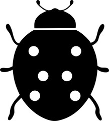 Ladybug Silhouette Vector | Insect Bug Icon | Nature Beetle Illustration