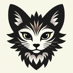 Obraz premium black cat face mascot logo