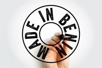 Made in Benin text emblem stamp, concept background