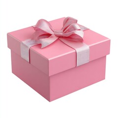 Obraz premium Square pink gift box with a large pink satin ribbon bow
