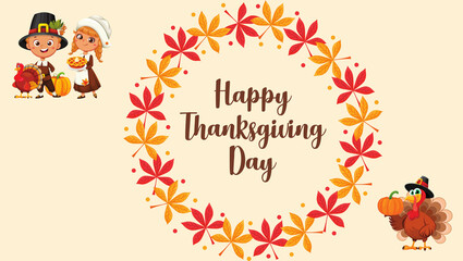 Traditional Thanksgiving Day celebration with festive autumn decorations, roasted turkey, pumpkins, candles, and seasonal food on a wooden table. Warm and cozy holiday atmosphere representing family 