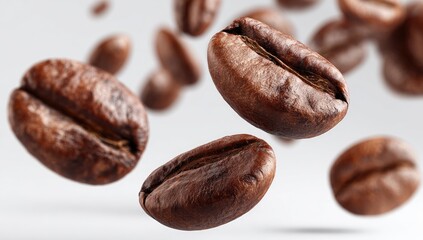 Roasted coffee beans in mid-air (10)