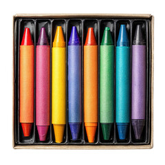Naklejka premium Colorful crayons in a cardboard box (1)