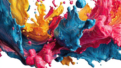 Colorful paint splashes, vibrant and dynamic