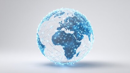 Global network sphere,  3D render of a world map