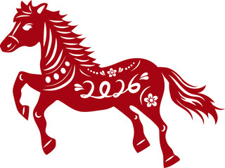 Red Horse Illustration for Chinese New Year 2026
