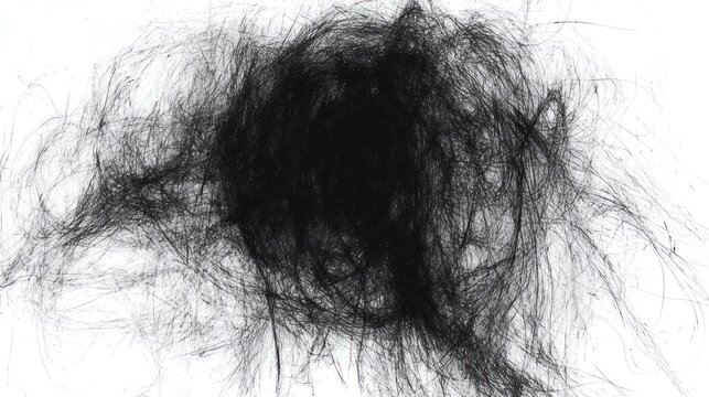 Abstract Black Ink Swirls on White: Dynamic Chaos and Textured Contrast - Powered by Adobe