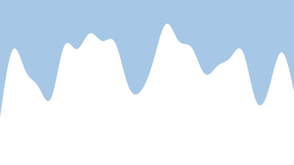 Abstract blue wavy top border on white background, ideal for seasonal designs, winter themes, or graphic elements requiring a fluid, clean aesthetic.