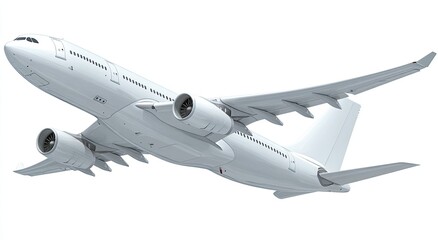 Obraz premium White passenger jet in flight against white background (4)