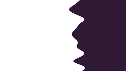 Abstract background featuring a wavy, irregular dark purple shape contrasting against a clean white area, ideal for modern design projects.