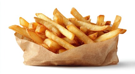 Golden french fries in a brown paper bag (1)