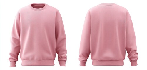 Front and back view of a light pink crewneck sweatshirt (1)